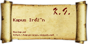 Kapus Irén névjegykártya