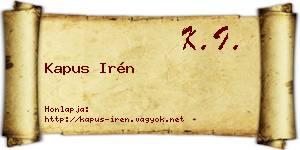 Kapus Irén névjegykártya
